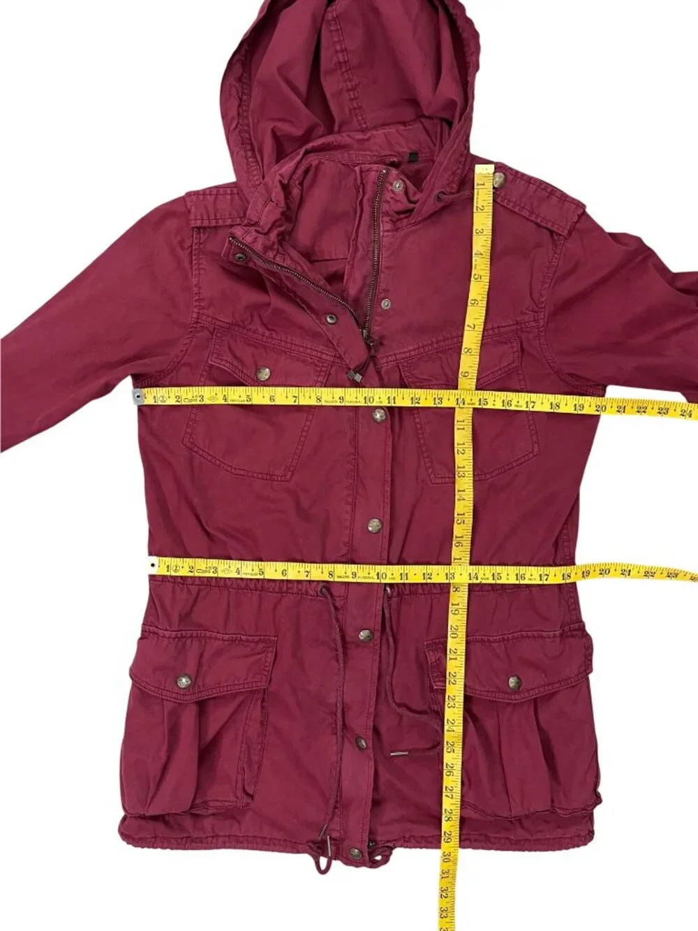 Aritzia Talula Burgundy Utility Anorak Jacket Size M Hooded Military Cargo Coat
